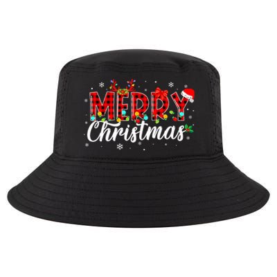 Merry Christmas Buffalo Plaid Red Santa Family Matching Xmas Cool Comfort Performance Bucket Hat