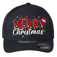 Merry Christmas Buffalo Plaid Red Santa Family Matching Xmas Flexfit Unipanel Trucker Cap