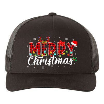 Merry Christmas Buffalo Plaid Red Santa Family Matching Xmas Yupoong Adult 5-Panel Trucker Hat