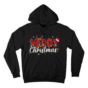 Merry Christmas Buffalo Plaid Red Santa Family Matching Xmas Hoodie