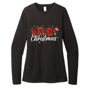 Merry Christmas Buffalo Plaid Red Santa Family Matching Xmas Womens CVC Long Sleeve Shirt