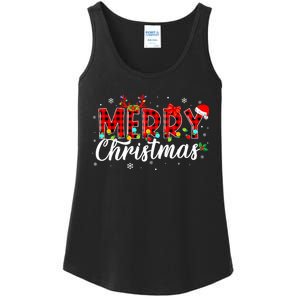 Merry Christmas Buffalo Plaid Red Santa Family Matching Xmas Ladies Essential Tank