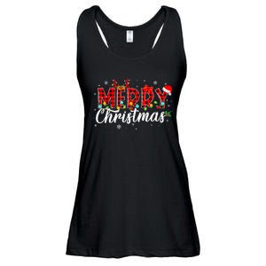 Merry Christmas Buffalo Plaid Red Santa Family Matching Xmas Ladies Essential Flowy Tank