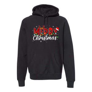 Merry Christmas Buffalo Plaid Red Santa Family Matching Xmas Premium Hoodie