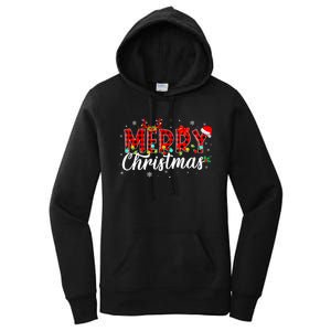 Merry Christmas Buffalo Plaid Red Santa Family Matching Xmas Women's Pullover Hoodie