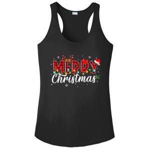 Merry Christmas Buffalo Plaid Red Santa Family Matching Xmas Ladies PosiCharge Competitor Racerback Tank