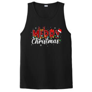 Merry Christmas Buffalo Plaid Red Santa Family Matching Xmas PosiCharge Competitor Tank