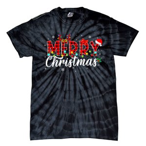 Merry Christmas Buffalo Plaid Red Santa Family Matching Xmas Tie-Dye T-Shirt