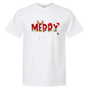 Merry Christmas Buffalo Plaid Red Santa Family Matching Xmas Garment-Dyed Heavyweight T-Shirt