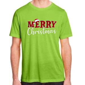 Merry Christmas Buffalo Plaid Red Santa Hat Xmas Pajamas Adult ChromaSoft Performance T-Shirt