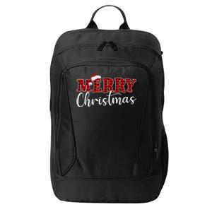 Merry Christmas Buffalo Plaid Red Santa Hat Xmas Pajamas City Backpack