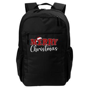 Merry Christmas Buffalo Plaid Red Santa Hat Xmas Pajamas Daily Commute Backpack