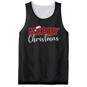 Merry Christmas Buffalo Plaid Red Santa Hat Xmas Pajamas Mesh Reversible Basketball Jersey Tank