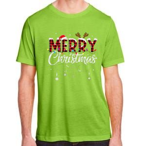 Merry Christmas Buffalo Plaid Red Santa Hat Xmas Pajamas Adult ChromaSoft Performance T-Shirt