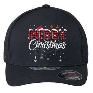 Merry Christmas Buffalo Plaid Red Santa Hat Xmas Pajamas Flexfit Unipanel Trucker Cap