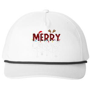 Merry Christmas Buffalo Plaid Red Santa Hat Xmas Pajamas Snapback Five-Panel Rope Hat