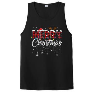 Merry Christmas Buffalo Plaid Red Santa Hat Xmas Pajamas PosiCharge Competitor Tank