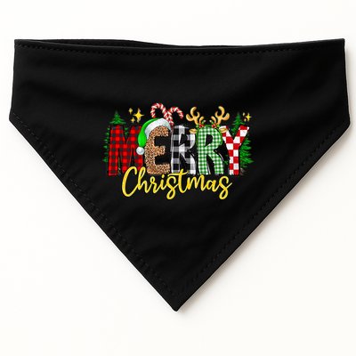 Merry Christmas Buffalo Red Leopard Plaid Xmas Family Pajama Gift USA-Made Doggie Bandana