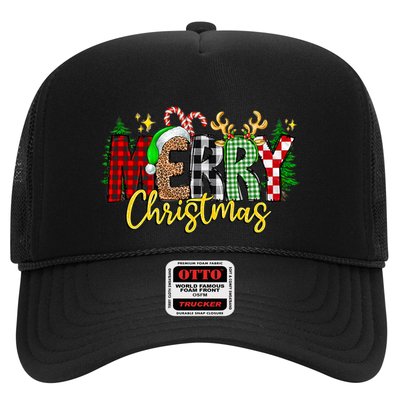 Merry Christmas Buffalo Red Leopard Plaid Xmas Family Pajama Gift Trucker Hat