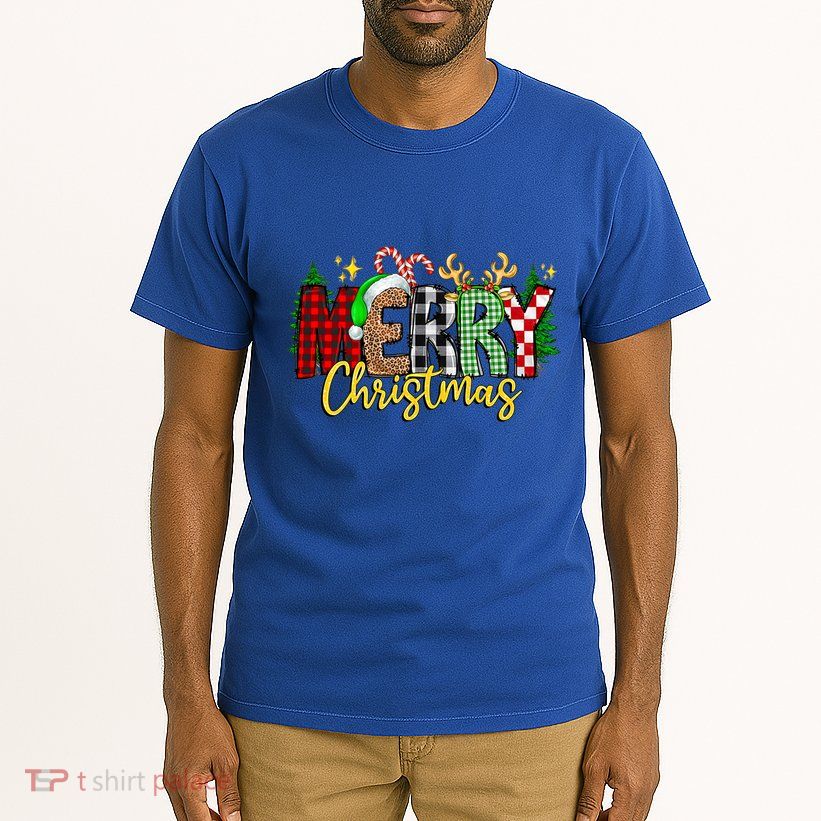 Merry Christmas Buffalo Red Leopard Plaid Xmas Family Pajama Gift Tall T-Shirt