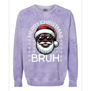 Merry Christmas Bruh Funny Christmas Santa Claus Colorblast Crewneck Sweatshirt