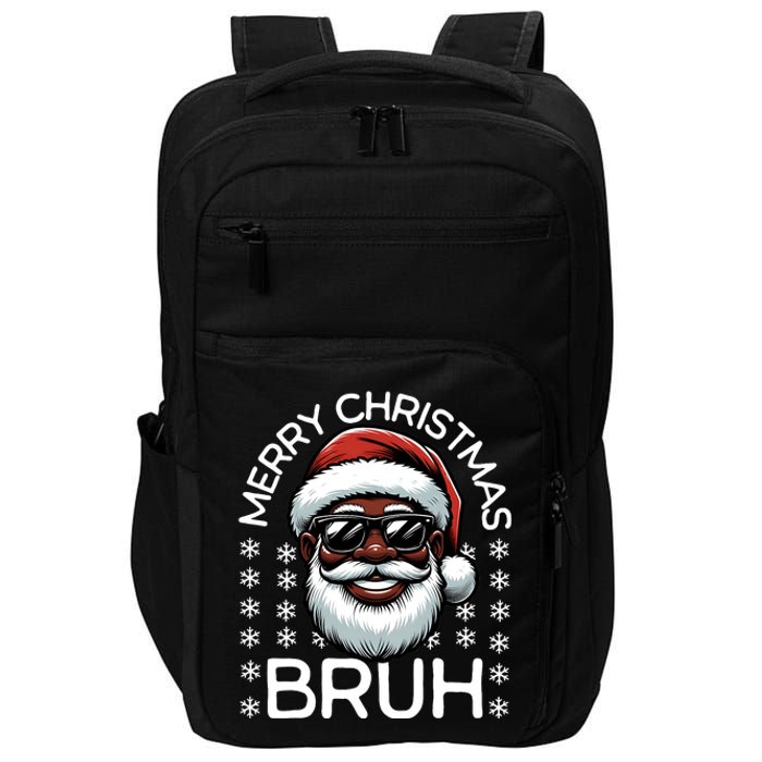 Merry Christmas Bruh Funny Christmas Santa Claus Impact Tech Backpack