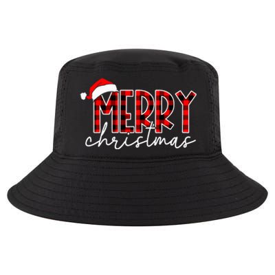 Merry Christmas Buffalo Red Plaid Santa Hat Xmas Pajamas Cool Comfort Performance Bucket Hat