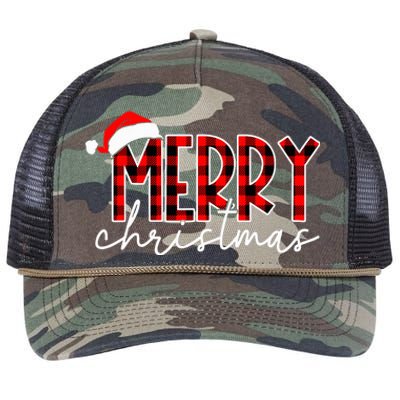 Merry Christmas Buffalo Red Plaid Santa Hat Xmas Pajamas Retro Rope Trucker Hat Cap