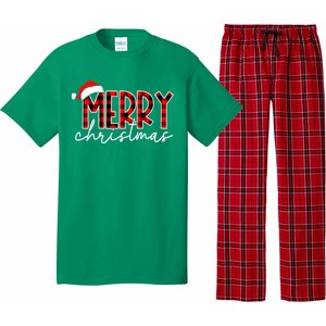 Merry Christmas Buffalo Red Plaid Santa Hat Xmas Pajamas Pajama Set