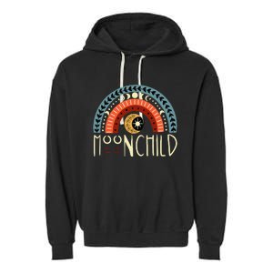 Moon Child Bohemian Moon Rainbow Hippie Moon Artwork Funny Garment-Dyed Fleece Hoodie