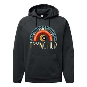 Moon Child Bohemian Moon Rainbow Hippie Moon Artwork Funny Performance Fleece Hoodie