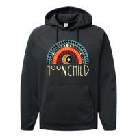 Moon Child Bohemian Moon Rainbow Hippie Moon Artwork Funny Performance Fleece Hoodie