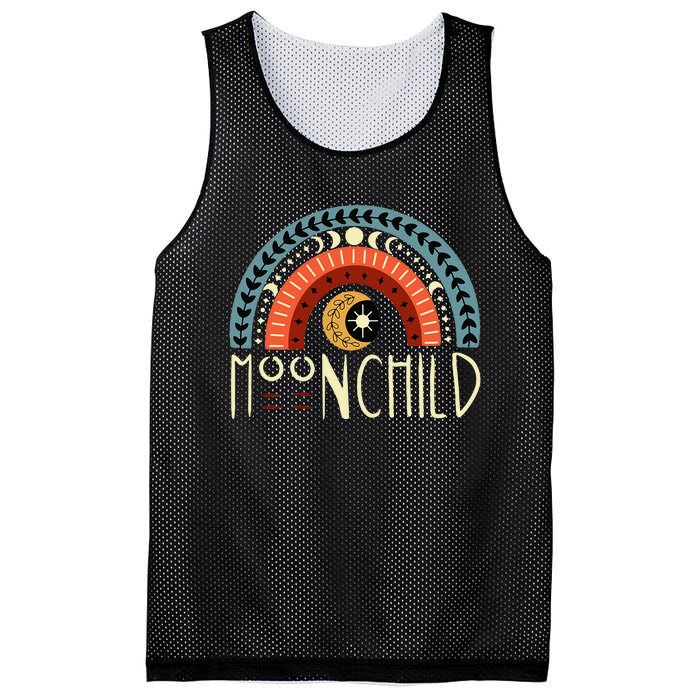 Moon Child Bohemian Moon Rainbow Hippie Moon Artwork Funny Mesh Reversible Basketball Jersey Tank