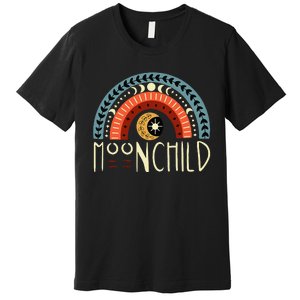 Moon Child Bohemian Moon Rainbow Hippie Moon Artwork Funny Premium T-Shirt