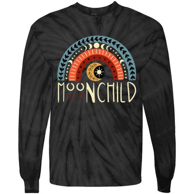 Moon Child Bohemian Moon Rainbow Hippie Moon Artwork Funny Tie-Dye Long Sleeve Shirt