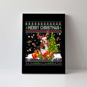 Merry Christmas Basset Hound Santa Xmas Lights Ugly Pajama Canvas