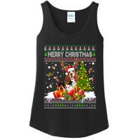 Merry Christmas Basset Hound Santa Xmas Lights Ugly Pajama Ladies Essential Tank