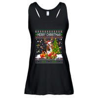 Merry Christmas Basset Hound Santa Xmas Lights Ugly Pajama Ladies Essential Flowy Tank