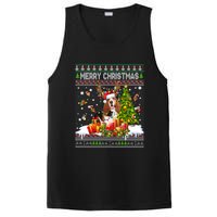 Merry Christmas Basset Hound Santa Xmas Lights Ugly Pajama PosiCharge Competitor Tank