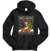 Merry Christmas Basset Hound Santa Xmas Lights Ugly Pajama Tie Dye Hoodie