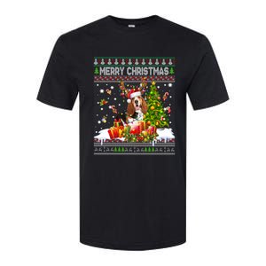 Merry Christmas Basset Hound Santa Xmas Lights Ugly Pajama Softstyle CVC T-Shirt