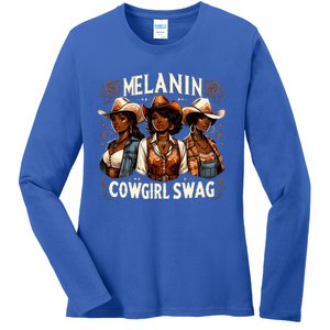 Melanin Cowgirls Black History African Melanin Cowgirl Swag Ladies Long Sleeve Shirt