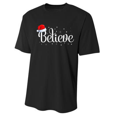 Merry Christmas Believe in Santa Claus Family Pajamas  Performance Sprint T-Shirt