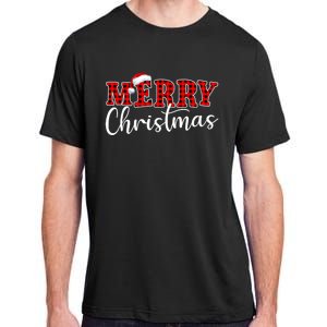 Merry Christmas Buffalo Plaid Red Santa Hat Xmas Pajamas Adult ChromaSoft Performance T-Shirt