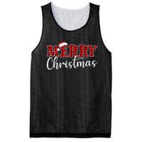 Merry Christmas Buffalo Plaid Red Santa Hat Xmas Pajamas Mesh Reversible Basketball Jersey Tank