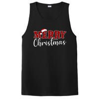 Merry Christmas Buffalo Plaid Red Santa Hat Xmas Pajamas PosiCharge Competitor Tank