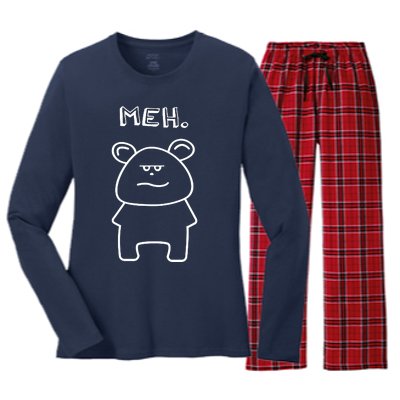 Meh Cute Bear Women's Long Sleeve Flannel Pajama Set 