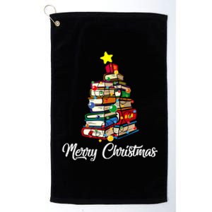 Merry Christmas Book Tree Librarian Bookworm Book Funny Gift Platinum Collection Golf Towel