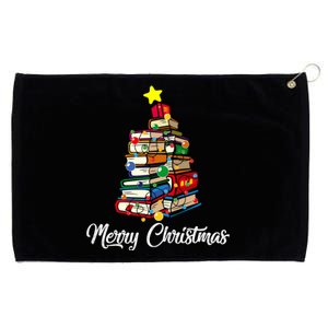 Merry Christmas Book Tree Librarian Bookworm Book Funny Gift Grommeted Golf Towel