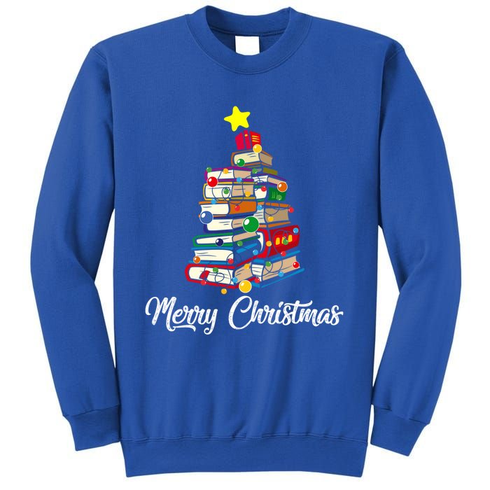 Merry Christmas Book Tree Librarian Bookworm Book Funny Gift Sweatshirt